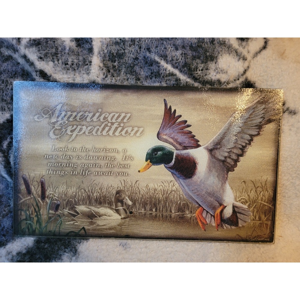 American Expedition Mallard Duck Glass Art Plaque "Look to the Horizon"